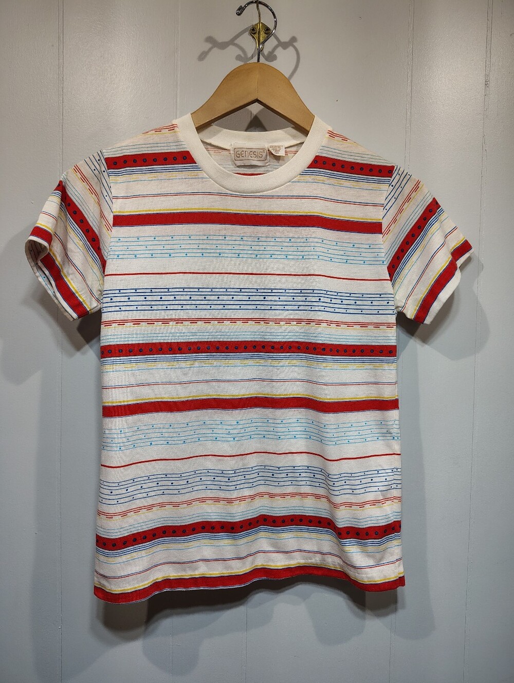 VTG 70s 80s Single Stitch Striped T-Shirt Genesis Retro Stripe Baby Tee Small